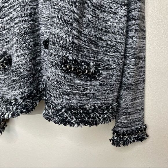 Lane Bryant Metallic Fringe Button Front Cardigan Black White Women Size 14/16 - Picture 5 of 15